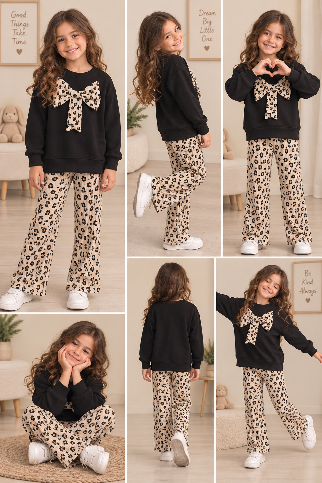 KIZ ÇOCUK LEOPAR FİYONK TAKIM