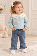 GÜL NAKIŞLI BEBE YAKA İKİLİ TAKIM