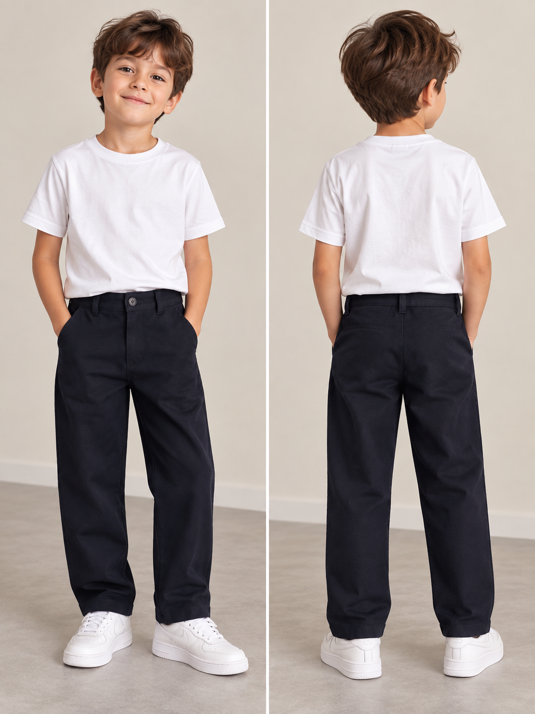 ERKEK ÇOCUK GABARDIN PANTOLON CEPLI VE DÜĞMELI