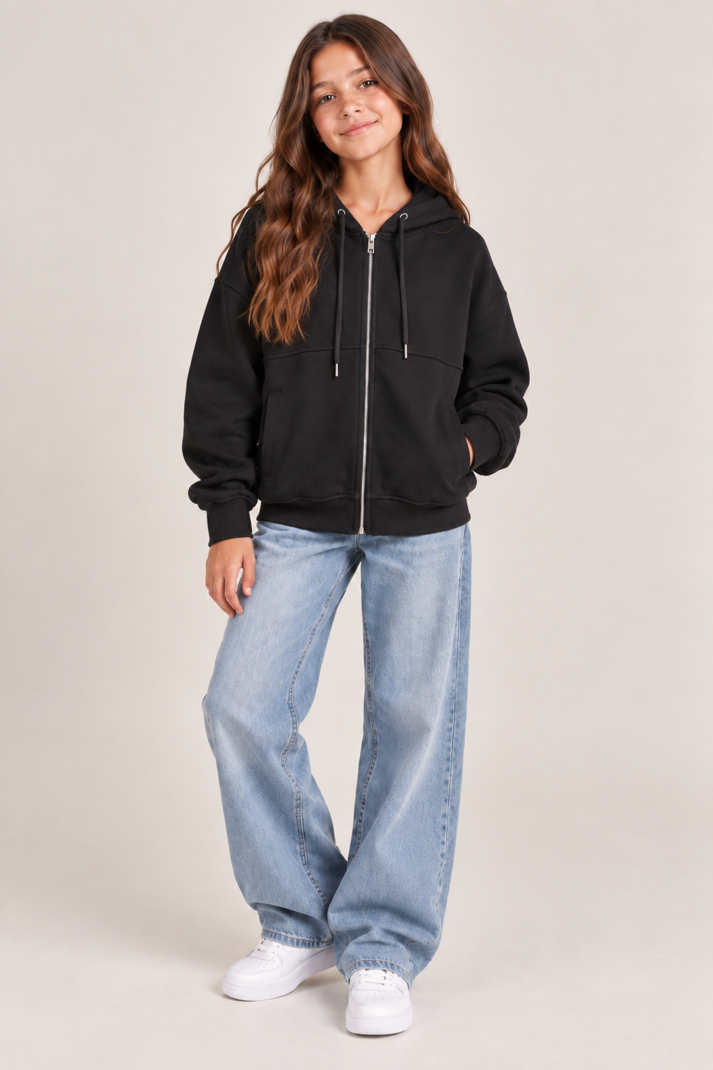 KIZ ÇOCUK KAPSONLU SWEAT