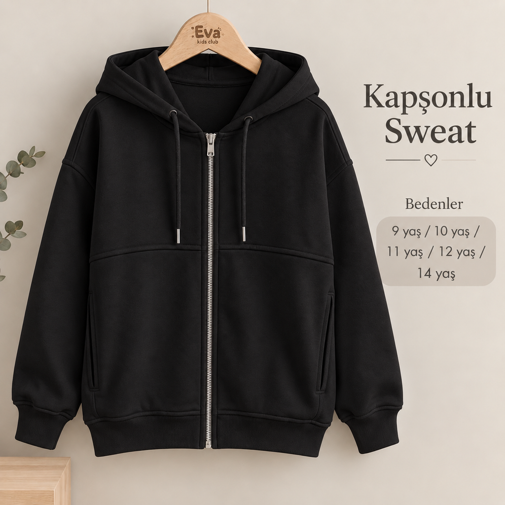 KIZ ÇOCUK KAPSONLU SWEAT