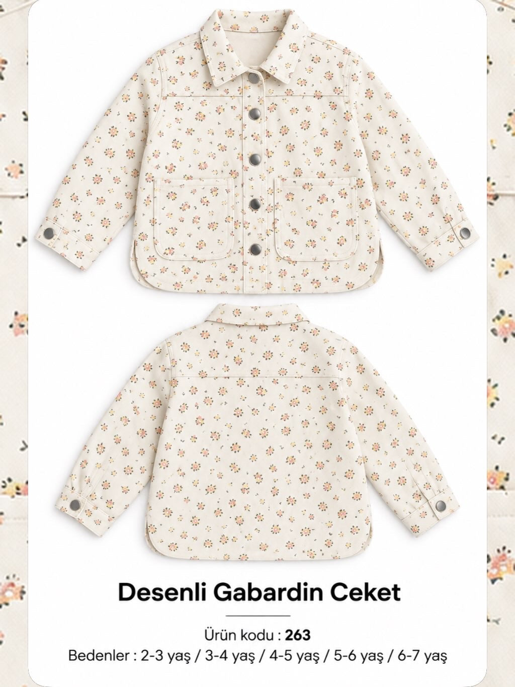 ÇİÇEK DESENLİ GABARDİN CEKET