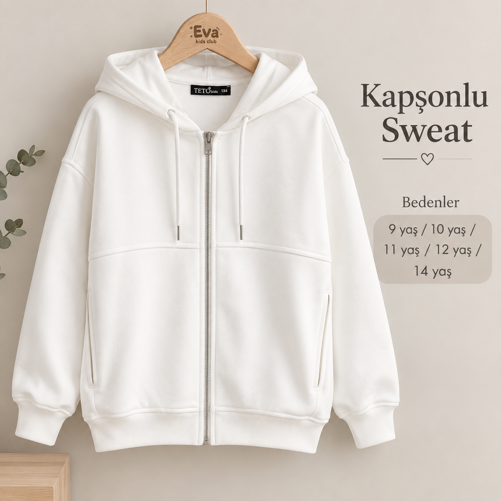 KIZ ÇOCUK KAPSONLU SWEAT