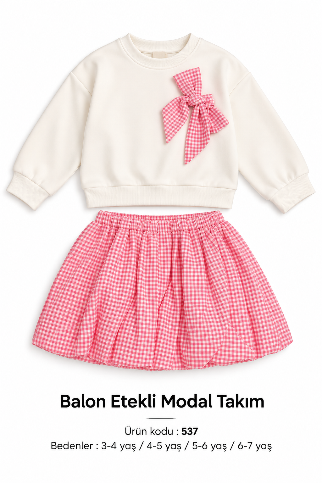 BALON ETEKLİ  PEMBE MODAL TAKIM