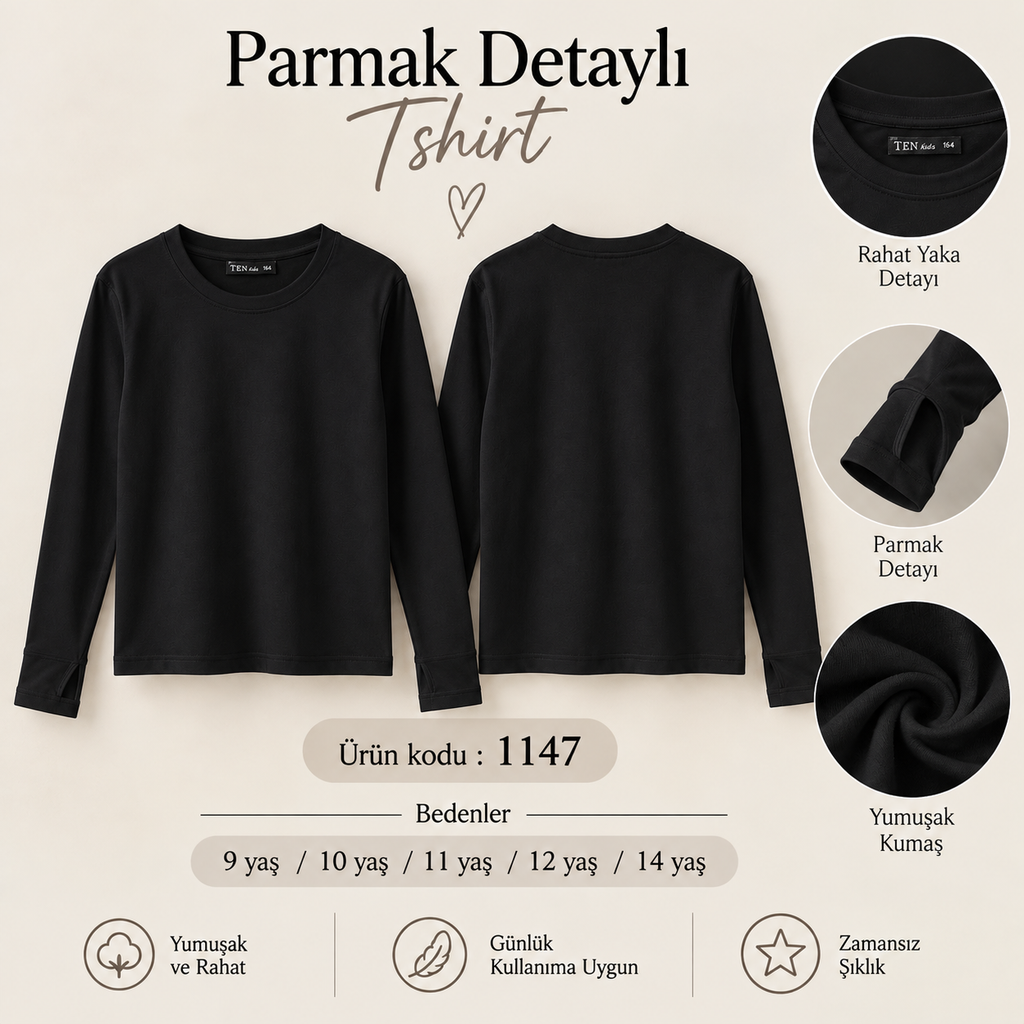 PARMAK DETAYLI TSHİRT