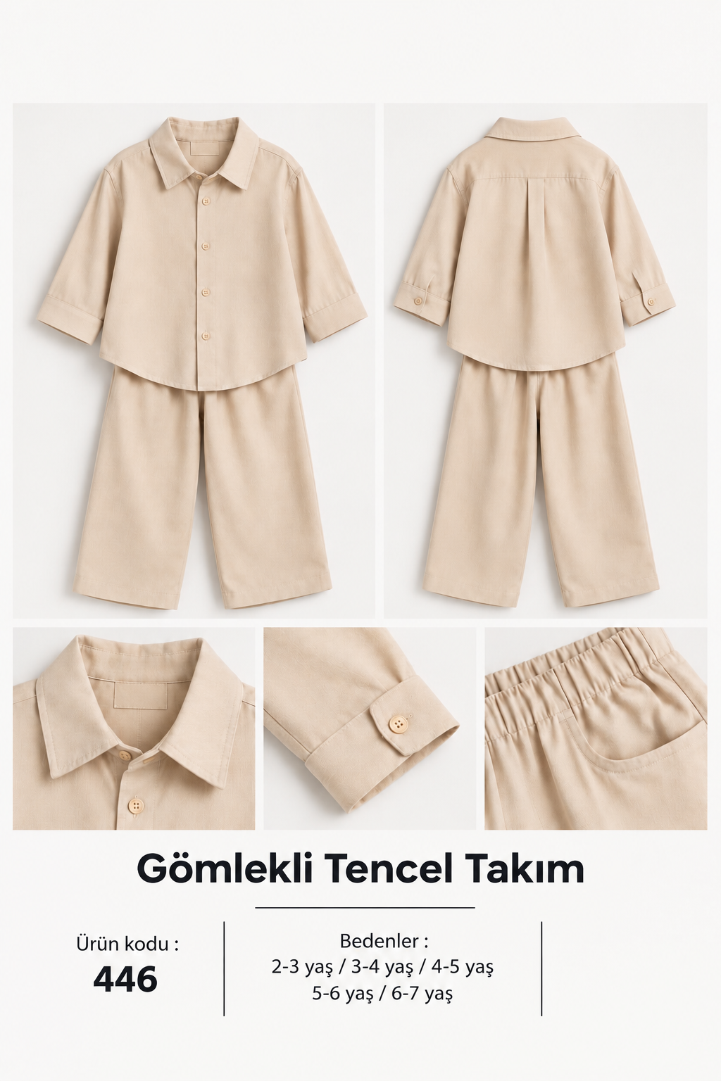 BEJ GÖMLEKLİ TENCEL TAKIM