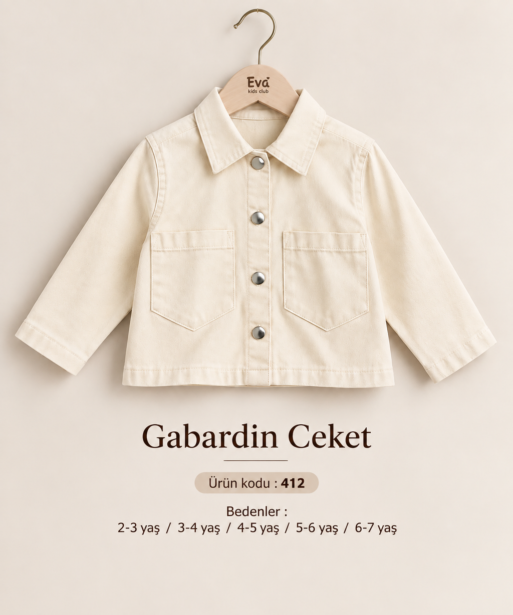 KIZ ÇOCUK BÜYÜK ÇİFT CEPLİ GABARDİN CEKET BEJ