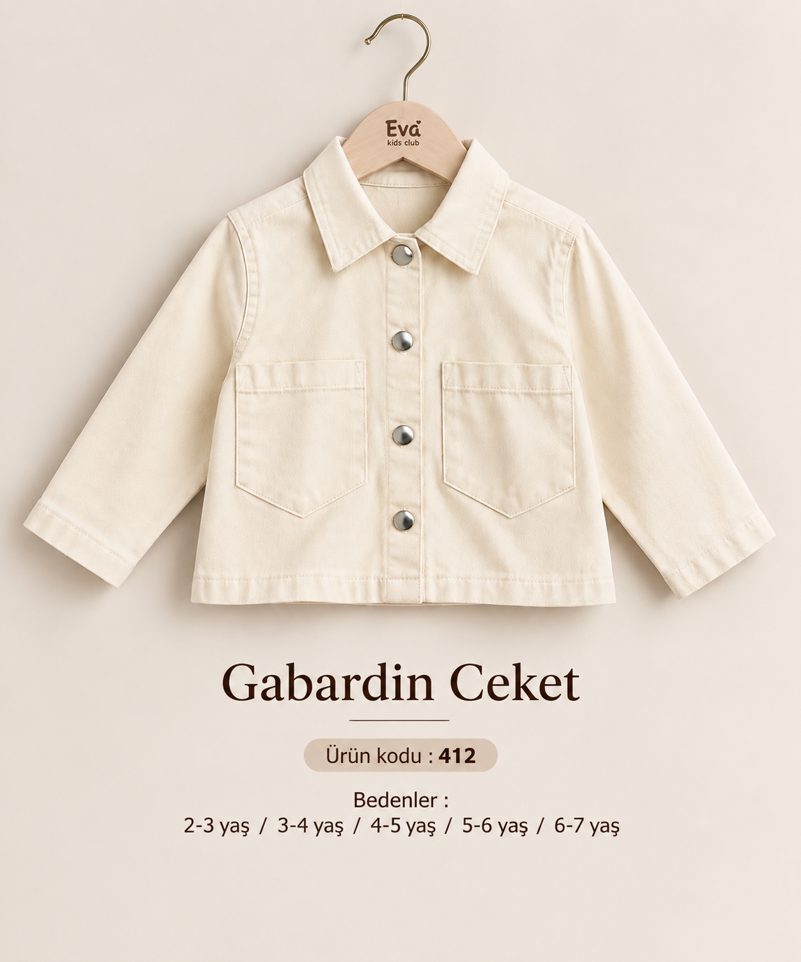 KIZ ÇOCUK BÜYÜK ÇİFT CEPLİ GABARDİN CEKET BEJ