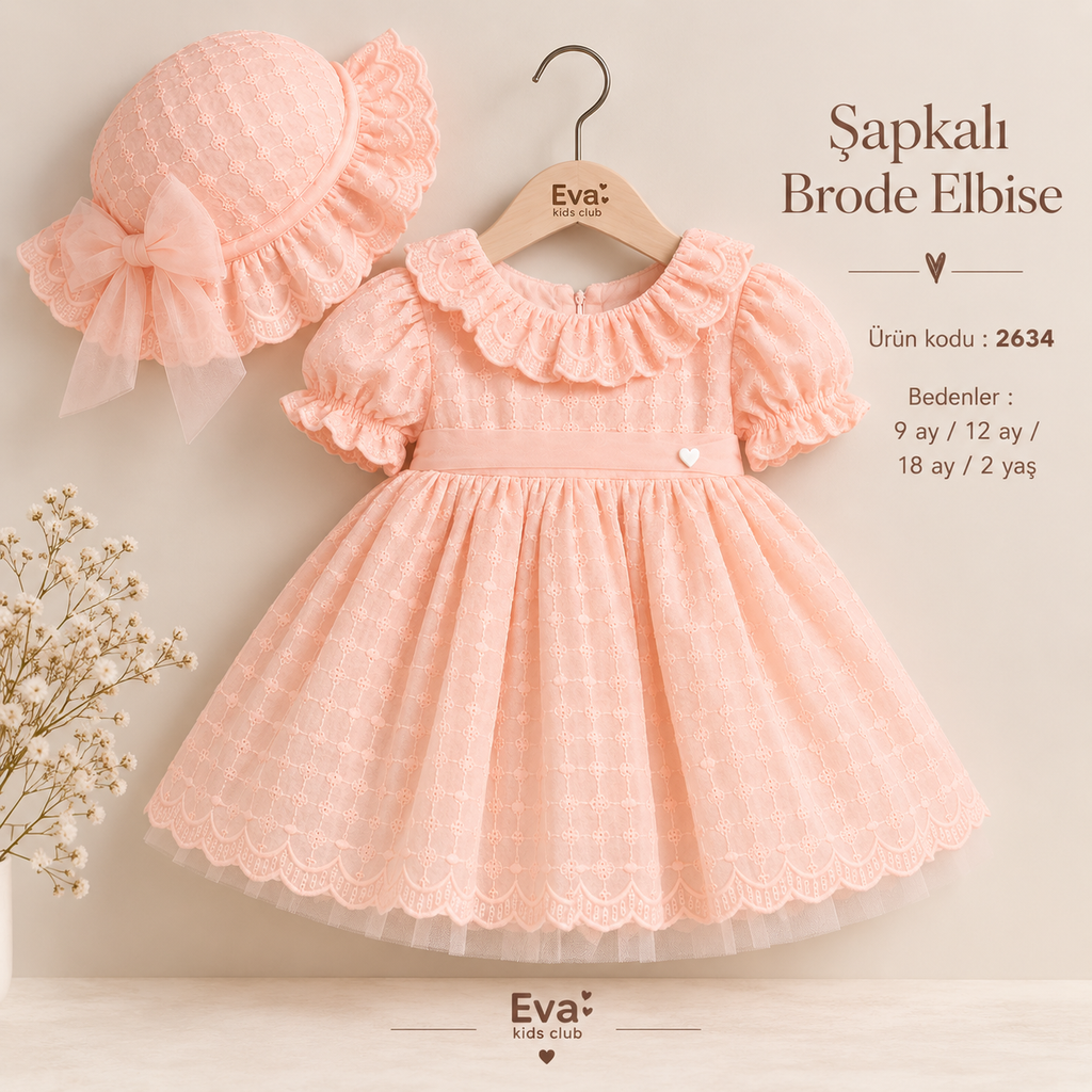 ŞAPKALI BRODE ELBİSE