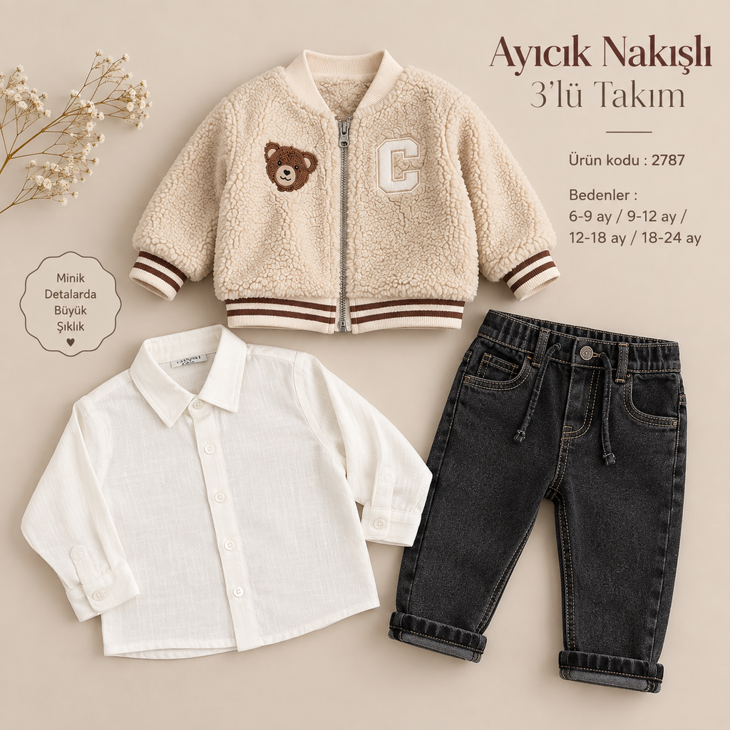 AYICIK NAKIŞLI 3LÜ TAKIM