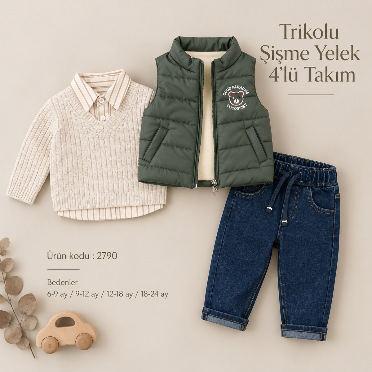 TRİKOLU ŞİŞME YELEK 4LÜ TAKIM