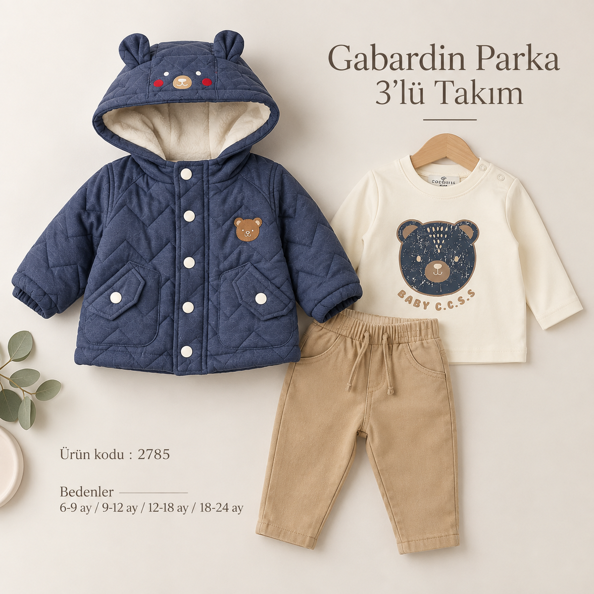 GABARDİN PARKA 3 LÜ TAKIM